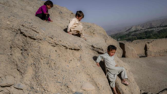 Hazara ethnic children play in Bamiyan. Picture: AFP