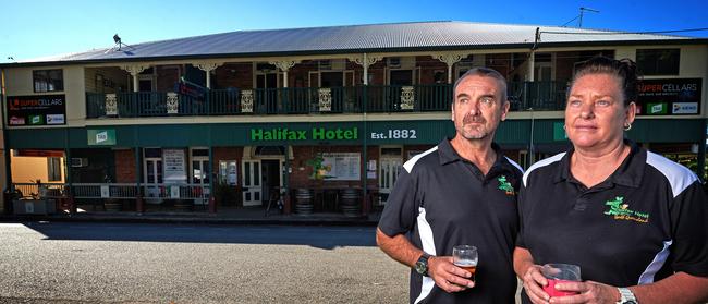 Michelle and Jimmy Thompson at the Halifax Hotel in north Queensland. Picture: Scott Radford-Chisholm