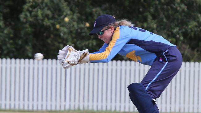 Georgia Redmayne behind the stumps. Picture: Mike Batterham