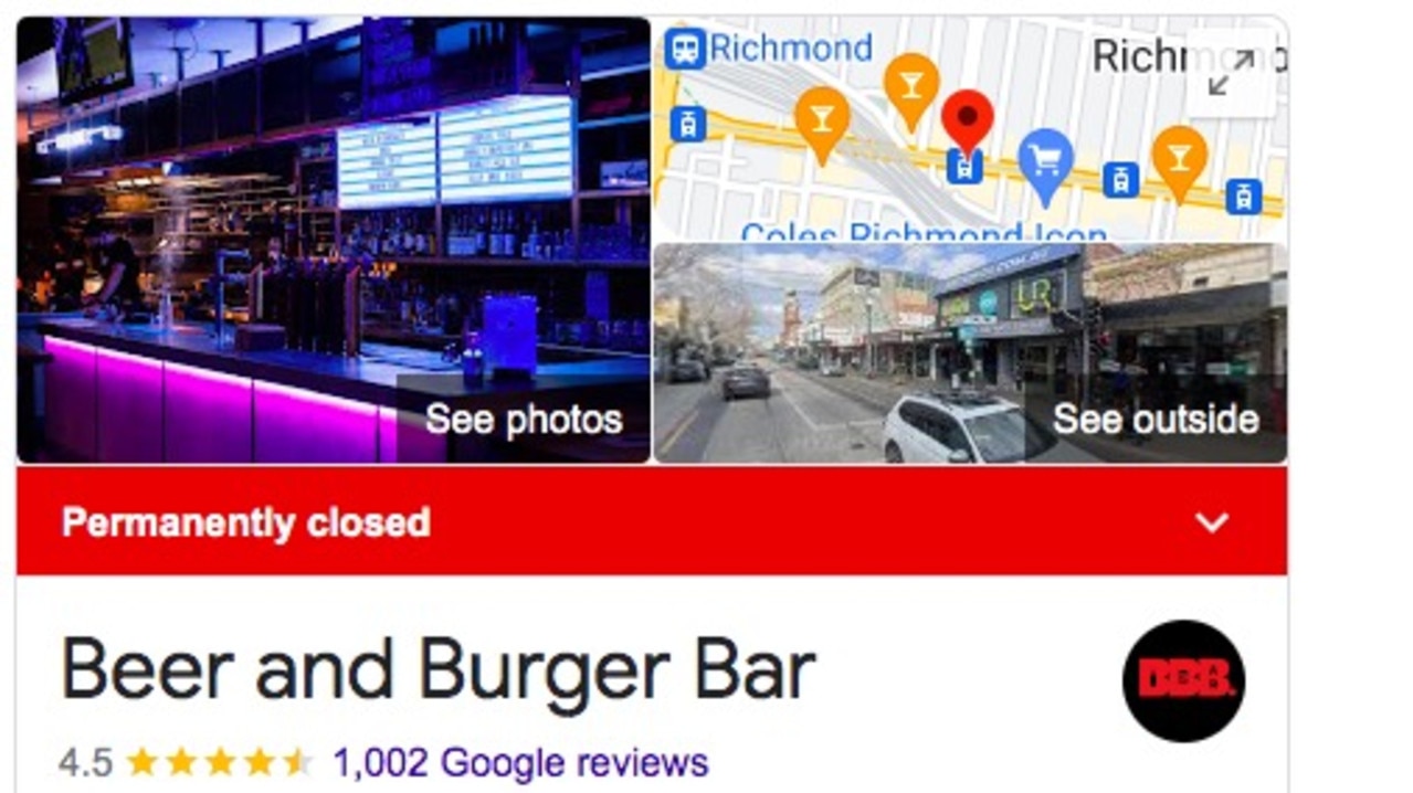 The bar and restaurant has been listed as permanently closed.