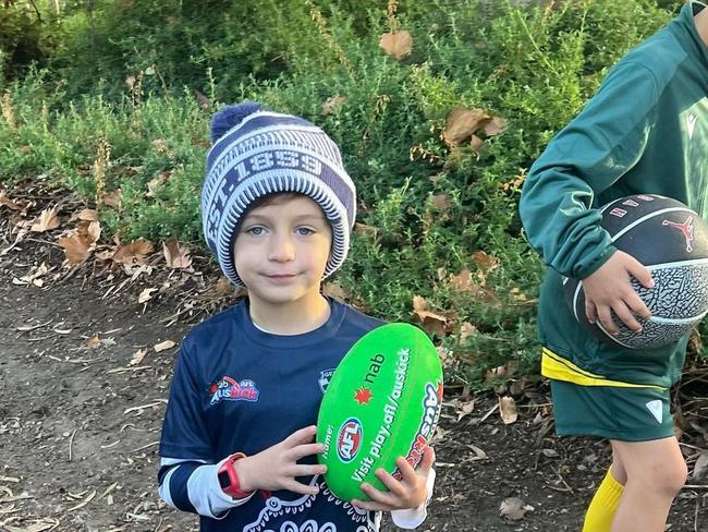 Henley Bartel is following in his dad's footsteps and playing Aussie rules. Picture: Instagram