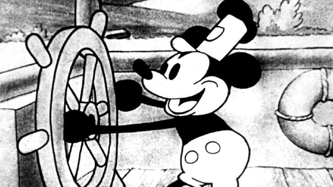 A still from Steamboat Willie which launched the career of cartoon character Mickey Mouse.