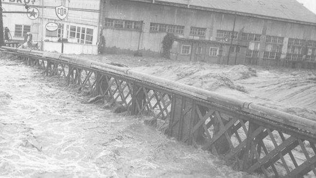 Raging floodwaters in Maitland in 1955. Picture: Maitland &amp; District Historical Society