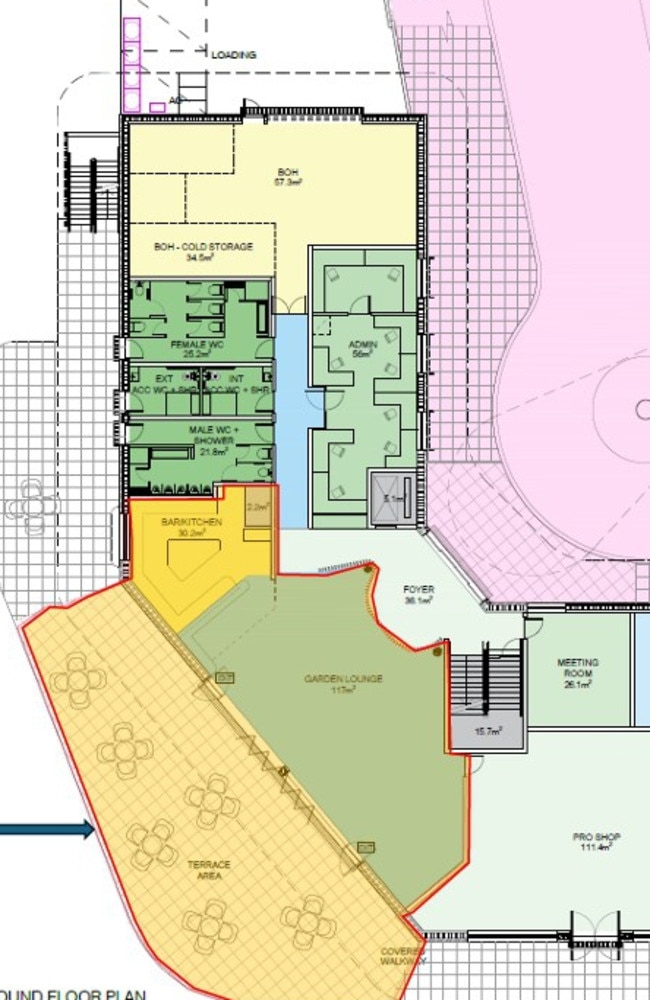 The layout of the ground floor of the new Warringah Golf and Community Clubhouse at North Manly. Picture: Group Architects