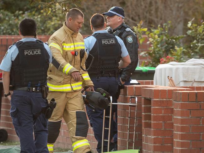 A crime scene was set up and investigations ongoing at the Clemton Park unit. Picture: Julian Andrews