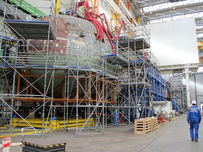 A Barracuda Suffren class submarine under construction at the DCNS shipyards. Pic: AFP/DCNS