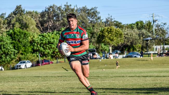 Fullback Oliver Regan was in the thick of the action as the Jets put on the afterburners against Kyogle. Photo: Max Ellis