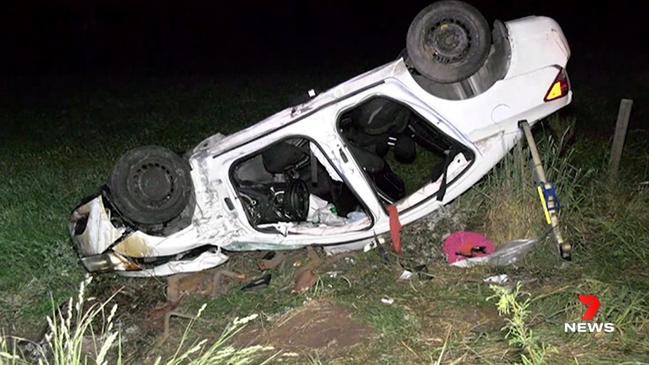 A 42-year-old Hackham woman has been flown to hospital after a nasty truck crash at Mosquito Hill. Picture: 7NEWS