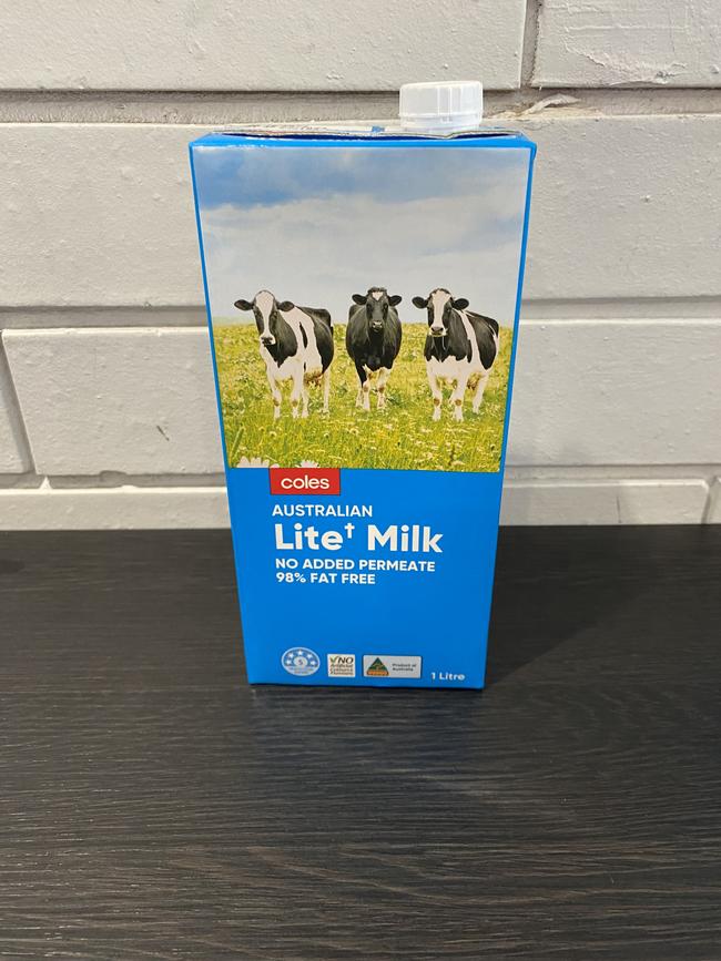 Coles Lite Milk (1 litre). Picture: Michaela Meade