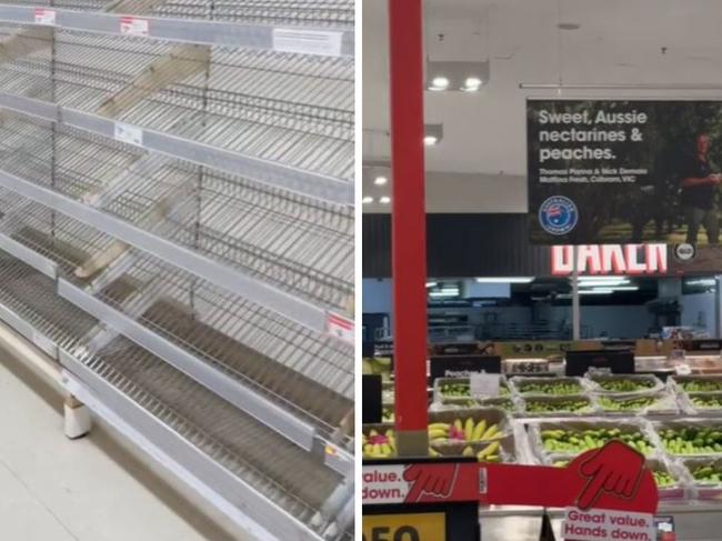 Wild scenes inside Aussie supermarkets caused by North Queensland floods. Picture: TikTok/