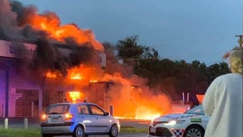 Fire destroys KTM Motorcycles at Nerang on the Gold Coast. Picture: Lee Clarke