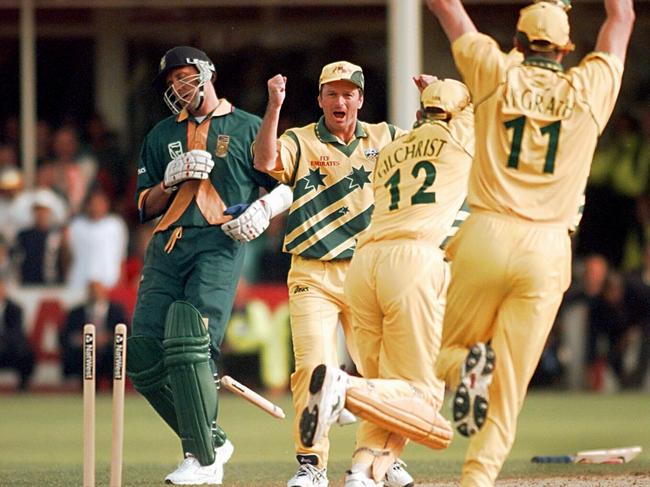 The infamous finish to the 1999 ODI World Cup semi final where South Africa lost to Australia.