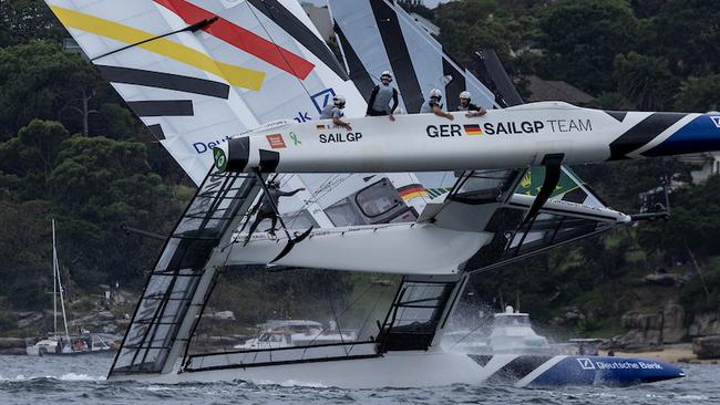 The German SailGP team cam close to a capsize. Picture: Felix Diemer/SailGP.