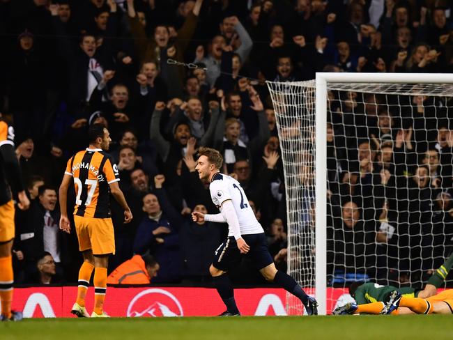 Christian Eriksen of Tottenham Hotspur after scoring his first goal against Hull.