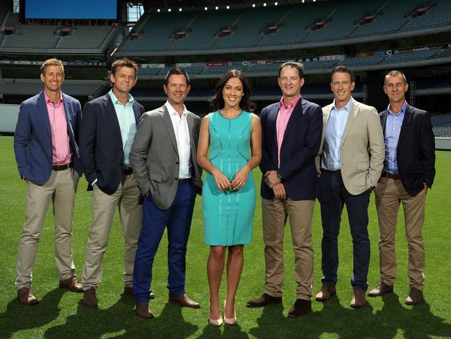 McLaughlin and the rest of Ten’s Big Bash commentary team: Mark Howard, Adam Gilchrist, Ricky Ponting, Mark Waugh, Damien Fleming and Andy Maher.