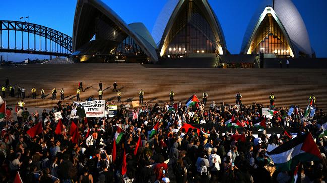 The rally at the steps of the Opera House on October 9. Picture: AAP
