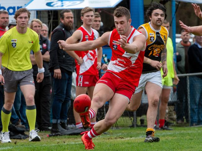 James Hallahan takes a kick last season. Picture: Jay Town