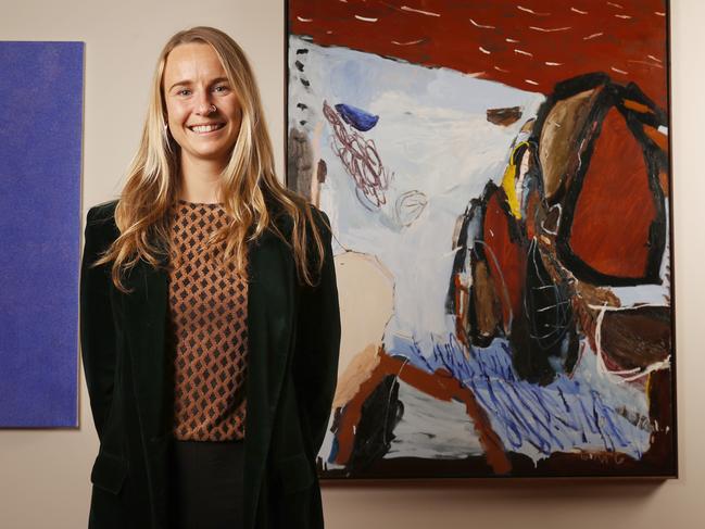 Artist Zoe Grey with her winning entry The Shape of Rock.  Winner of the 2024 Hadley's Art Prize.  Picture: Nikki Davis-Jones