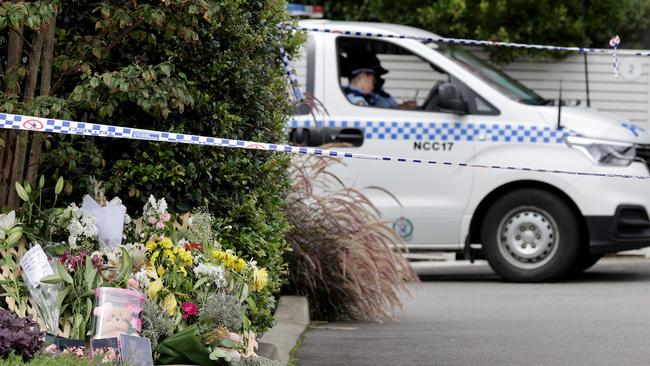 The scene the day near Mackenzie Anderson’s unit block the day after she was murdered. Picture: Toby Zerna