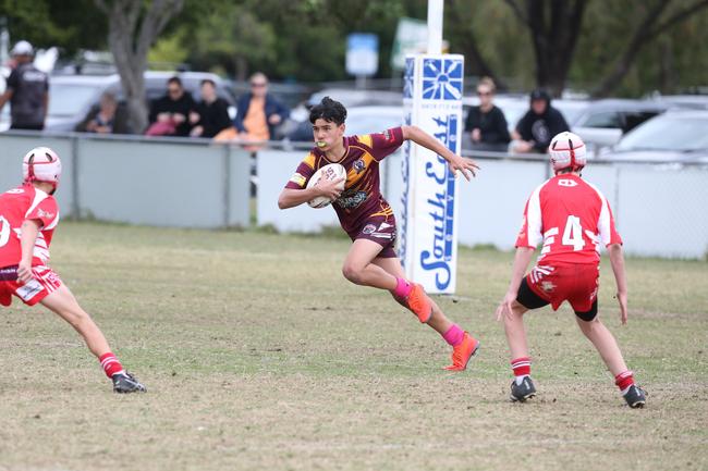 A Rugby League Gold Coast junior gala day at Burleigh Bears Junior Rugby League Club. Under 14s. Currumbin vs Burleigh. 5 September 2021 Miami Picture by Richard Gosling