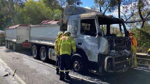 Burnt out truck on Mona Vale Rd. Picture: Terrey Hills Brigade RFS/Facebook.