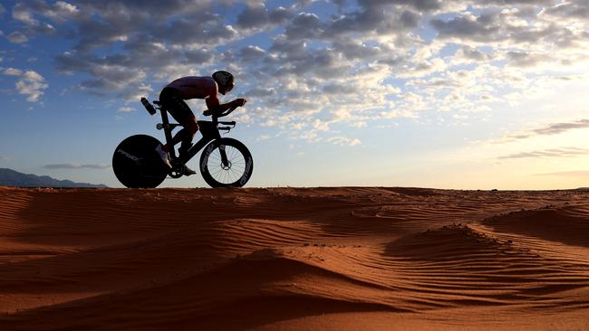 Read Ziegler of the US competes in the bike segment of the 2024 Intermountain Health IRONMAN 70.3 North American Championship in Utah. Picture: Sean M. Haffey/Getty Images for IRONMAN