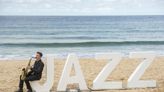 Anthony Rositano, tenor saxophone player with the Sydney Conservatorium Jazz Orchestra, at the Manly Jazz Festival in 2019. Piciture: Troy Snook