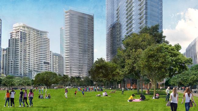 Artist’s impression of Barangaroo’s new public park zone.