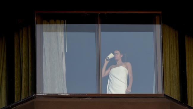 Australian Open overseas contingent quarantined at the Pullman Hotel in Albert Park. Picture: Josie Hayden