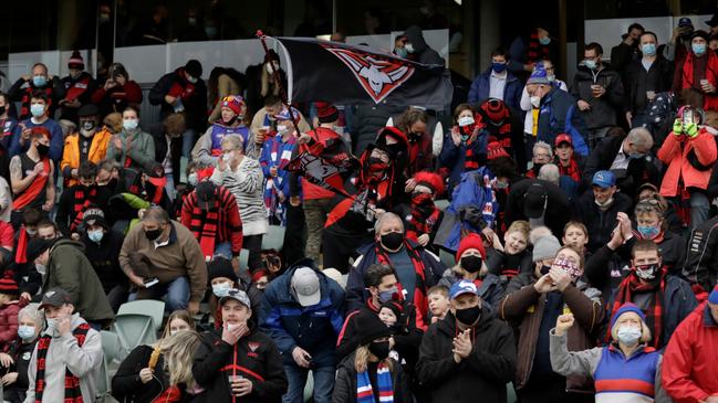 Tasmanian Bombers fans got to see their team in the flesh on Sunday. Picture: Grant Viney / AFL Photos via Getty Images