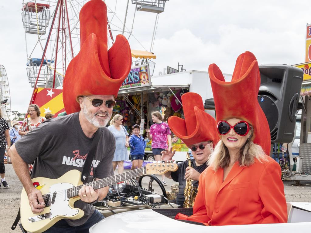 (from left) Brian Avery, David Hastie and Valerie Edwards. The Memphis Moovers at the Toowoomba Royal Show. Saturday, March 26, 2022. Picture: Nev Madsen.