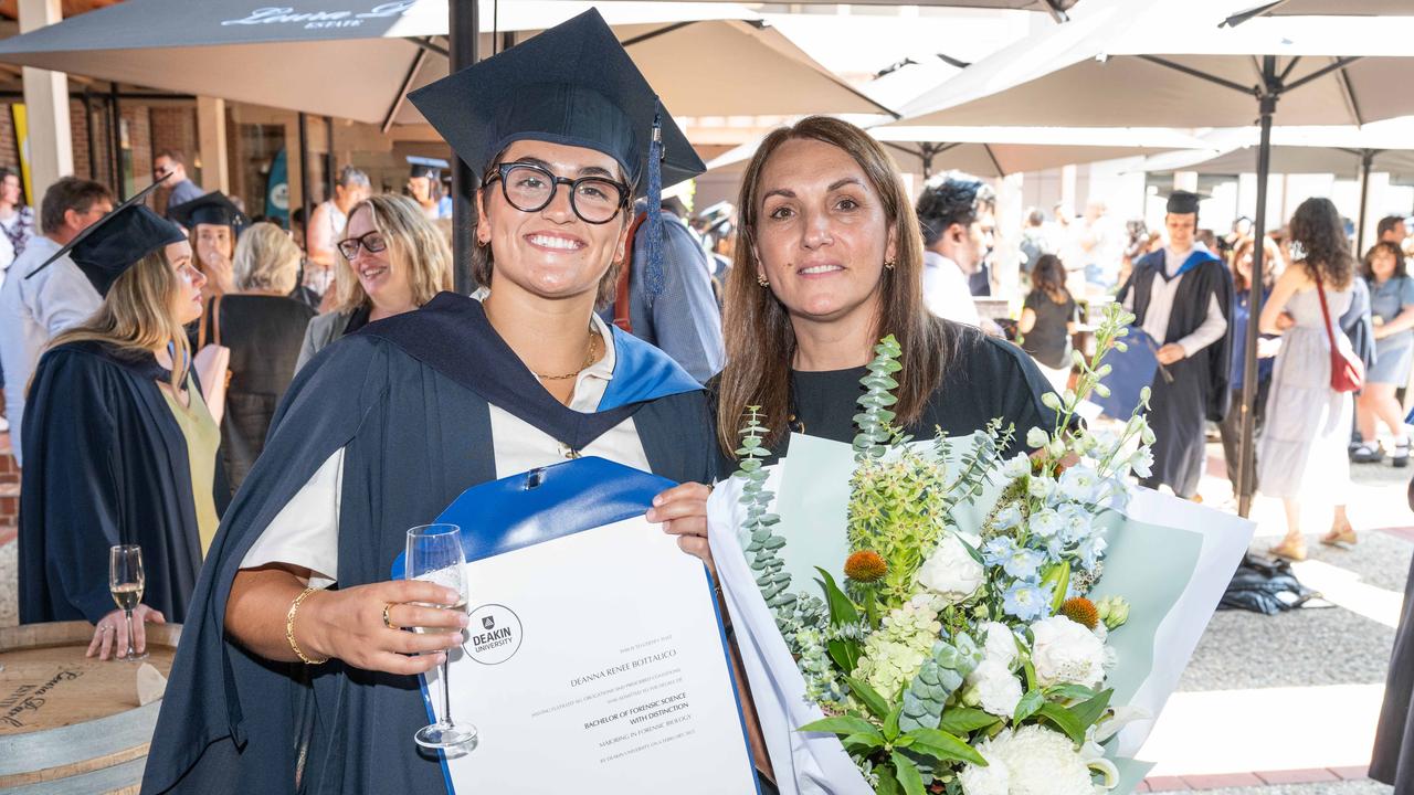 Deanna Bottalico and Teresa Bottalico at Deakin University’s environmental science graduation. Picture: Brad Fleet