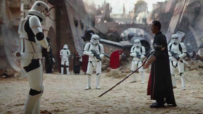 Chirrut Imwe (played by Donnie Yen) in a scene from film Rogue One: A Star Wars Story. Picture: Lucasfilm Ltd.