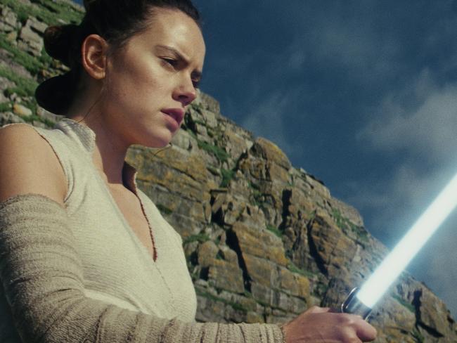 Scene from film Star Wars: The Last Jedi.Rey (played by Daisy Ridley).Photo: Lucasfilm Ltd. © 2017 Lucasfilm Ltd. All Rights Reserved.