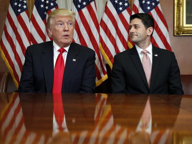 President-elect Donald Trump and House Speaker Paul Ryan. Picture: AP Photo/Alex Brandon