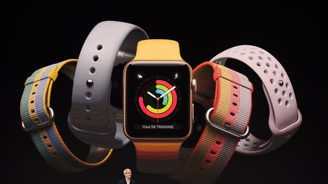 Apple CEO Tim Cook speaks about the Apple Watch. Picture: AFP