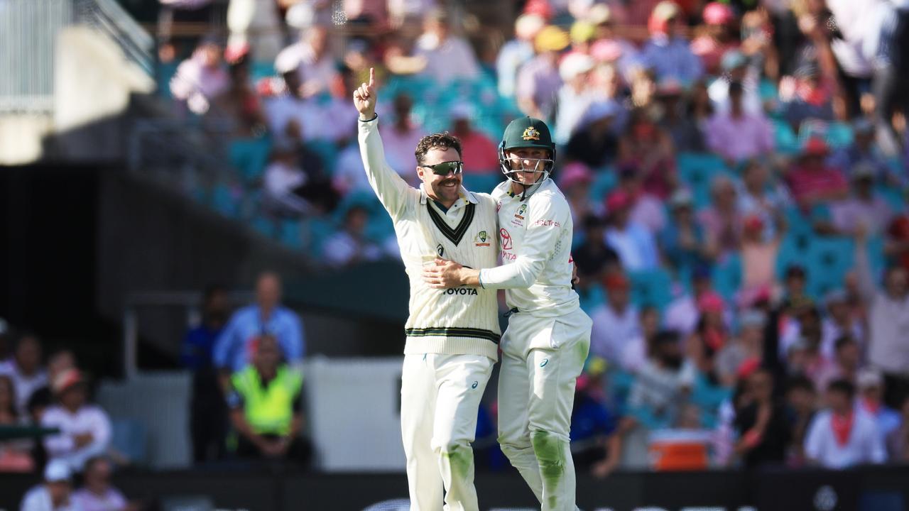 Travis Head celebrates the wicket of Babar Azam. Picture: Getty