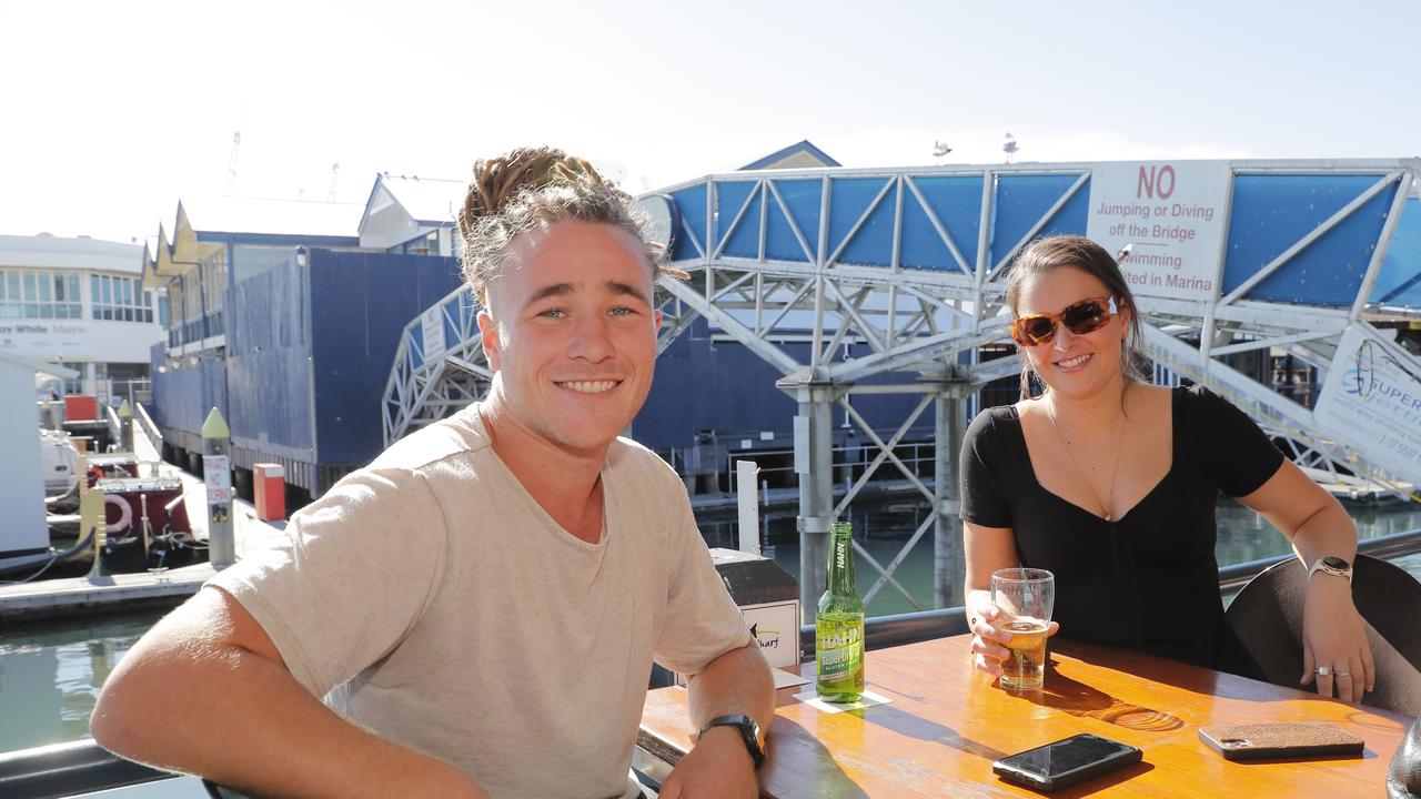 <p>Josh Cooper and Teagan Bickerdike at the Fishermans Wharf, which is closing down today, Sunday, June 25, 2028. Photo: Regi Varghese</p>