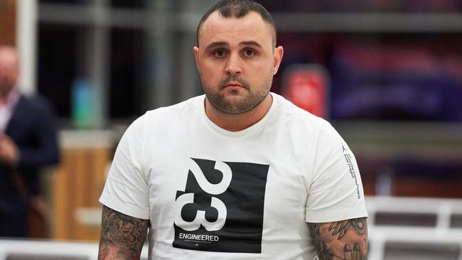 Kyle Lloyd Pryde arriving at Adelaide Airport. Picture: Matthew O’Keyes