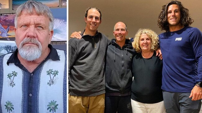 San Diego photographer Randy Dible, left, and Perth brothers Jake and Callum Robinson flank parents Martin and Debra.