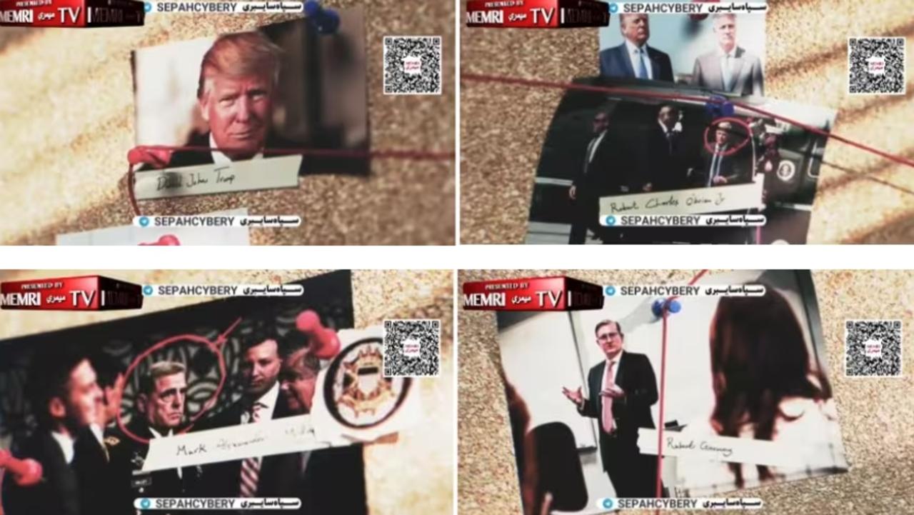 A Telegram channel linked to Iran’s Islamic Revolutionary Guard posted a video threatening to kills former US president Donald Trump and senior members of his administration. Picture: Supplied