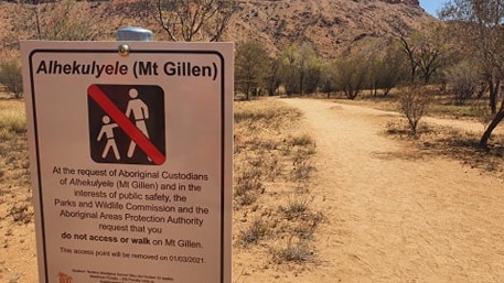 Mt Gillen in Alice Springs has been closed, and will officially be enforced from March 1, 2021.