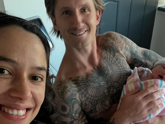 Hamish Hartlett and Luba Gvozdenovic welcome first baby Oscar Graham Hartlett . Picture: Instagram