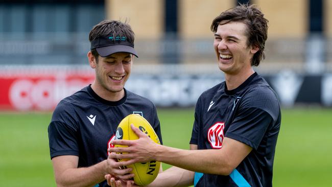 Zak Butters and Connor Rozee could be Port Adelaide’s next two midfield stars. Picture: Michael Sullivan