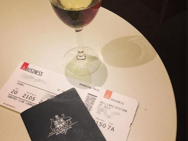 Police Health's CEO Scott Williams posted this image of his Business Class ticket prior to departing for Lisbon. Picture: @before_sj/Instagram