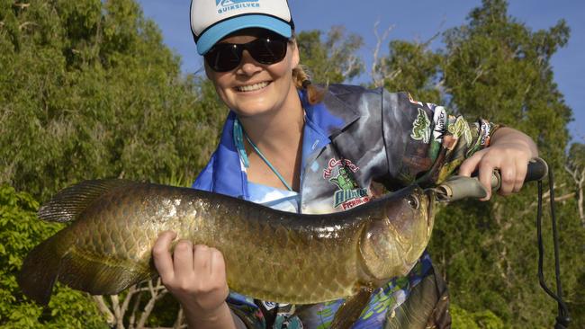 Elmarie Welman with one of many saratoga caught at the Alligator Fishing Club comp.