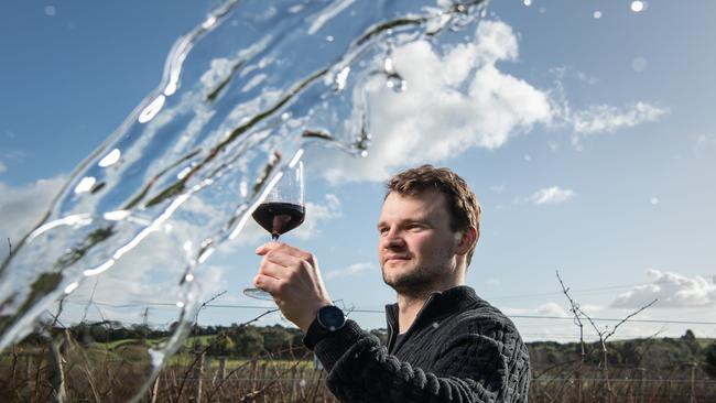 James Kenny from Bellarine Estate where low-salinity water is due to be used to irrigate vines. Picture: Brad Fleet