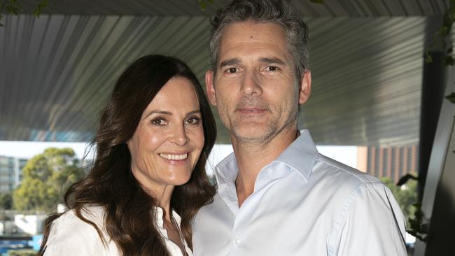 Eric Bana with wife Rebecca, who gave him a copy of The Dry to read. Picture: Fiona Hamilton/Tennis Australia