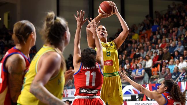 Liz Cambage scored 31 points for the Opals against Puerto Rico Picture: AFP