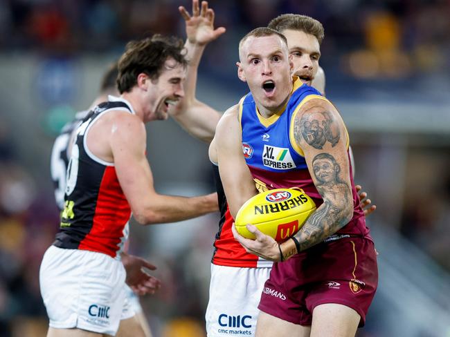 Mitch Robinson reacts to the umpire. Picture: AFL Photos/Getty Images